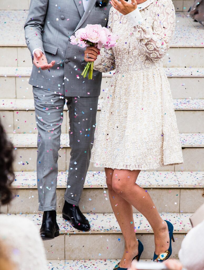 Bride and Groom on Steps